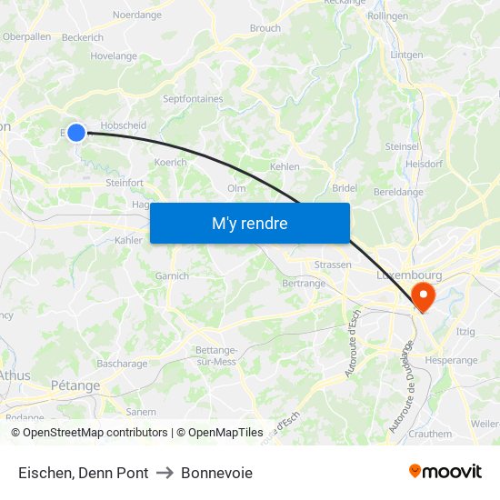 Eischen, Denn Pont to Bonnevoie map