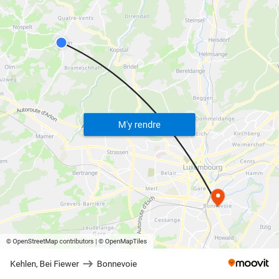Kehlen, Bei Fiewer to Bonnevoie map