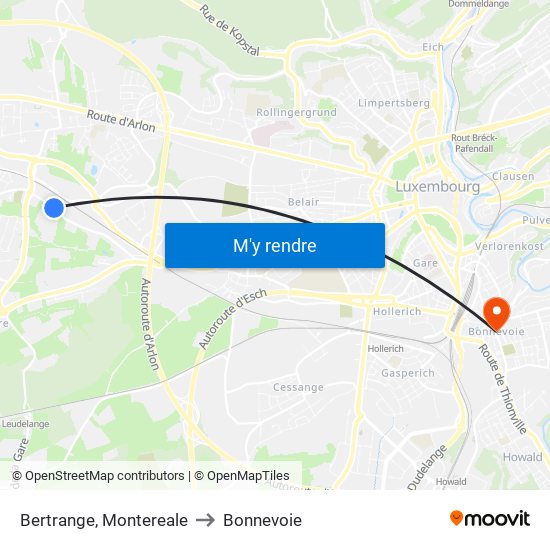 Bertrange, Montereale to Bonnevoie map