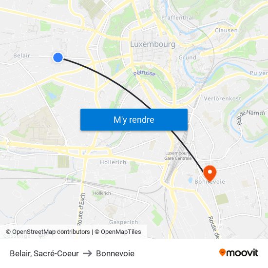 Belair, Sacré-Coeur to Bonnevoie map
