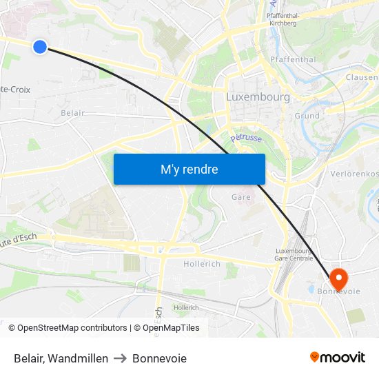 Belair, Wandmillen to Bonnevoie map