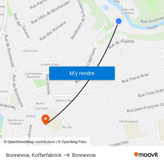 Bonnevoie, Kofferfabrick to Bonnevoie map