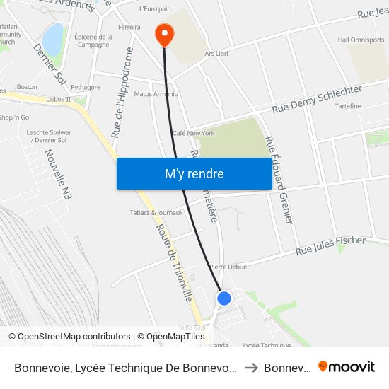 Bonnevoie, Lycée Technique De Bonnevoie/Quais to Bonnevoie map