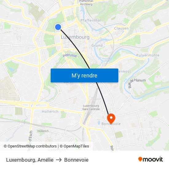 Luxembourg, Amélie to Bonnevoie map