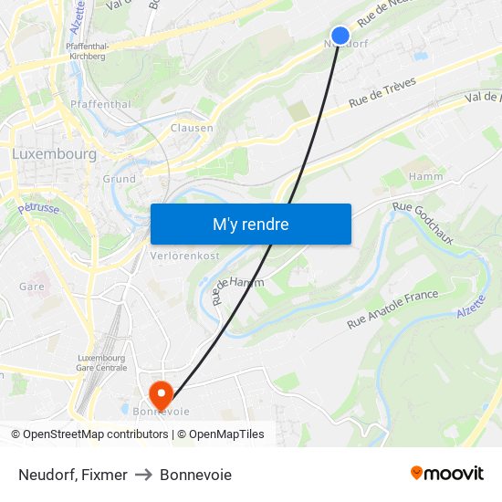 Neudorf, Fixmer to Bonnevoie map