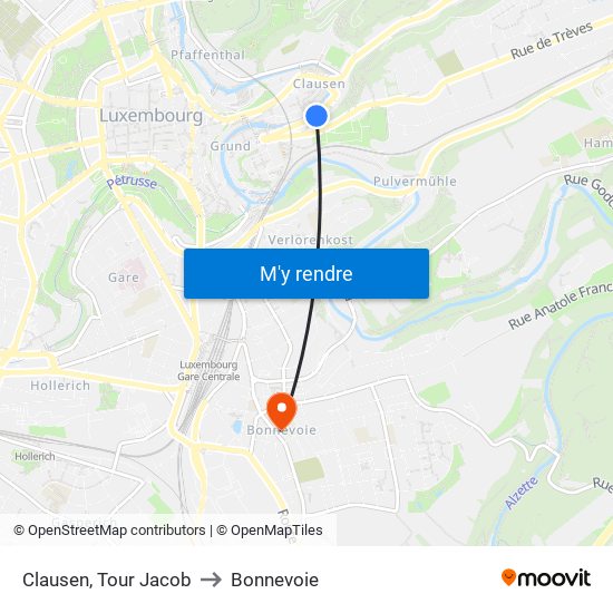 Clausen, Tour Jacob to Bonnevoie map