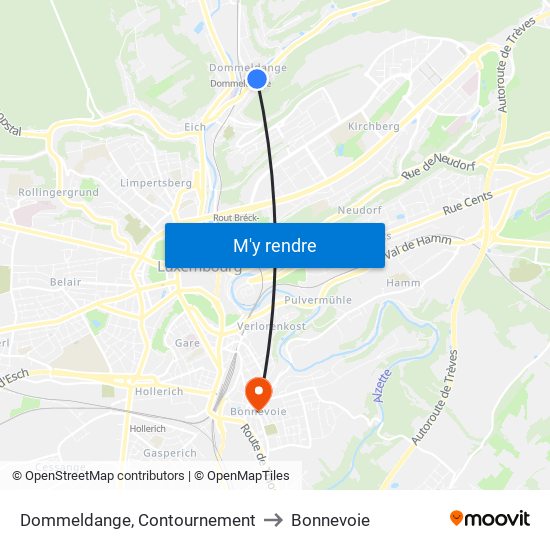 Dommeldange, Contournement to Bonnevoie map