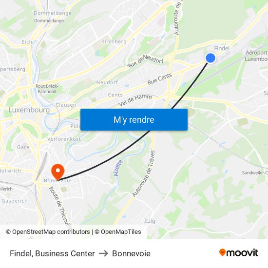 Findel, Business Center to Bonnevoie map