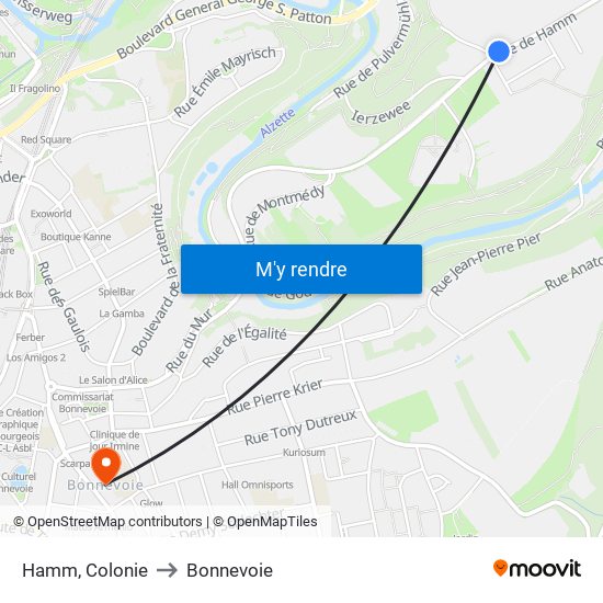 Hamm, Colonie to Bonnevoie map