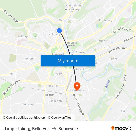 Limpertsberg, Belle-Vue to Bonnevoie map