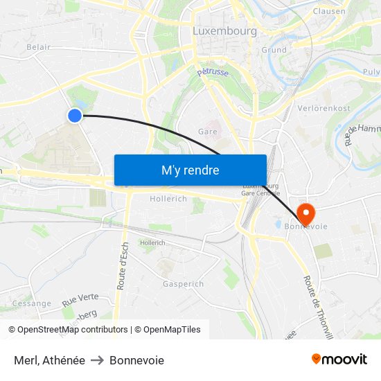 Merl, Athénée to Bonnevoie map
