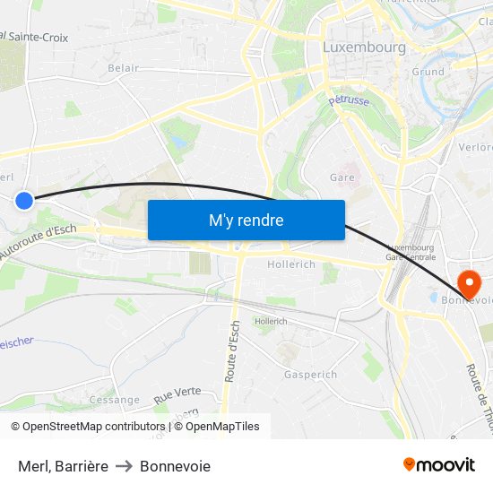 Merl, Barrière to Bonnevoie map