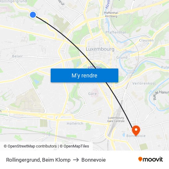 Rollingergrund, Beim Klomp to Bonnevoie map