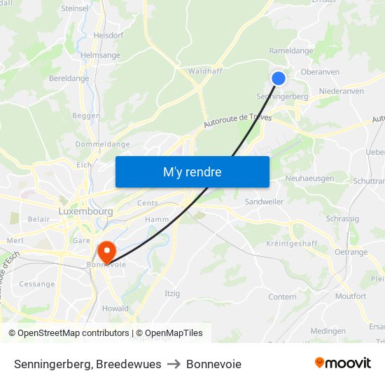 Senningerberg, Breedewues to Bonnevoie map