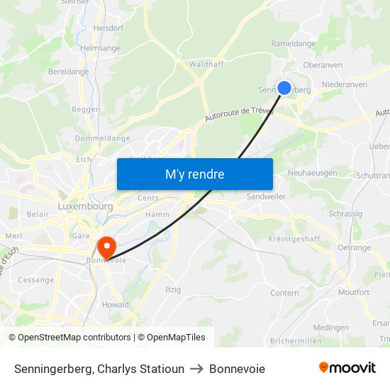 Senningerberg, Charlys Statioun to Bonnevoie map