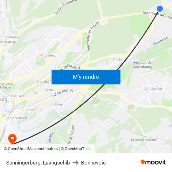 Senningerberg, Laangschib to Bonnevoie map