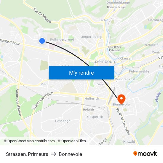 Strassen, Primeurs to Bonnevoie map