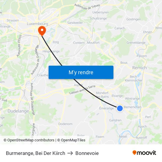 Burmerange, Bei Der Kiirch to Bonnevoie map