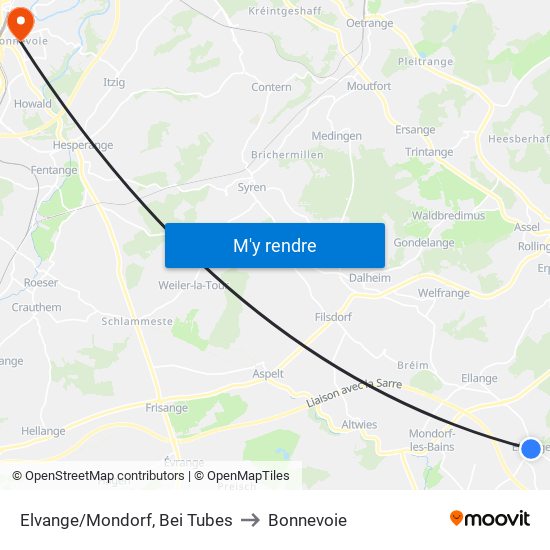 Elvange/Mondorf, Bei Tubes to Bonnevoie map