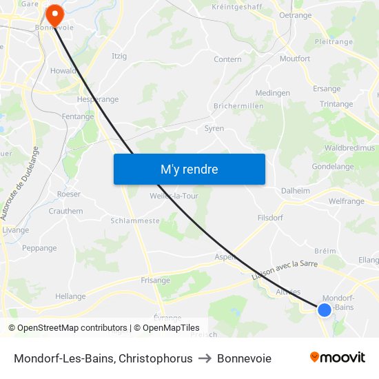 Mondorf-Les-Bains, Christophorus to Bonnevoie map