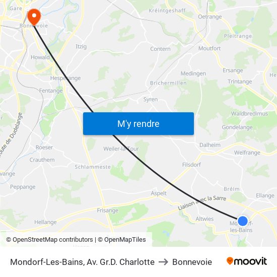 Mondorf-Les-Bains, Av. Gr.D. Charlotte to Bonnevoie map