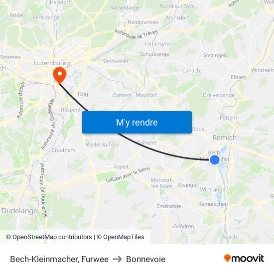 Bech-Kleinmacher, Furwee to Bonnevoie map