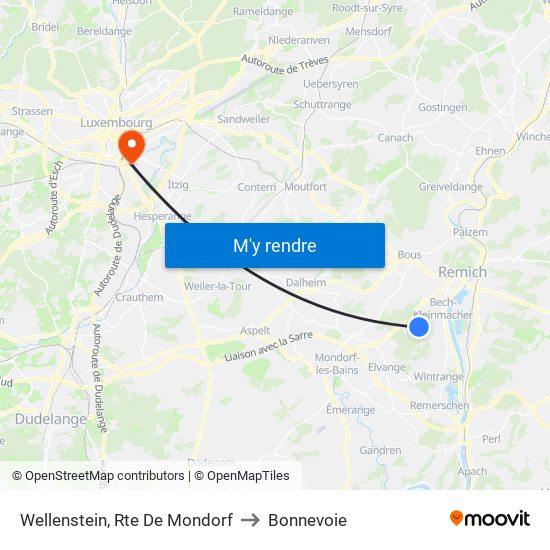 Wellenstein, Rte De Mondorf to Bonnevoie map