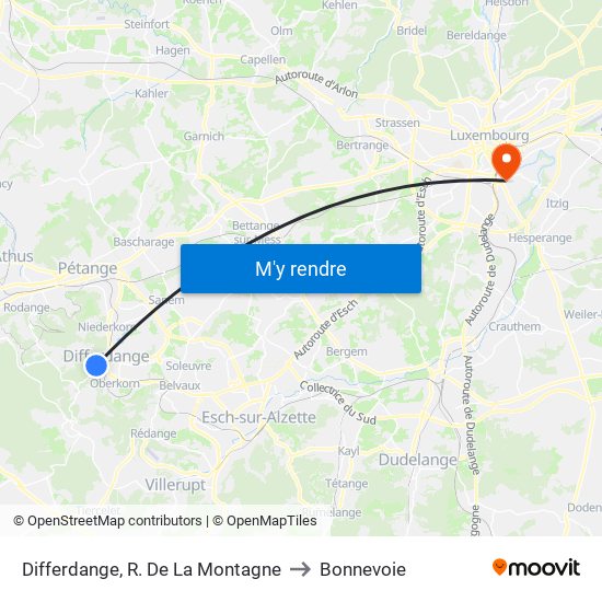 Differdange, R. De La Montagne to Bonnevoie map