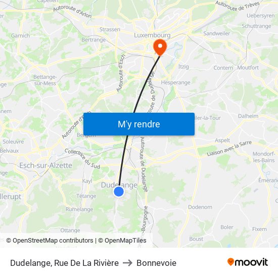 Dudelange, Rue De La Rivière to Bonnevoie map