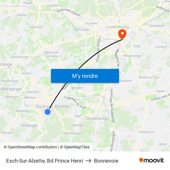 Esch-Sur-Alzette, Bd Prince Henri to Bonnevoie map