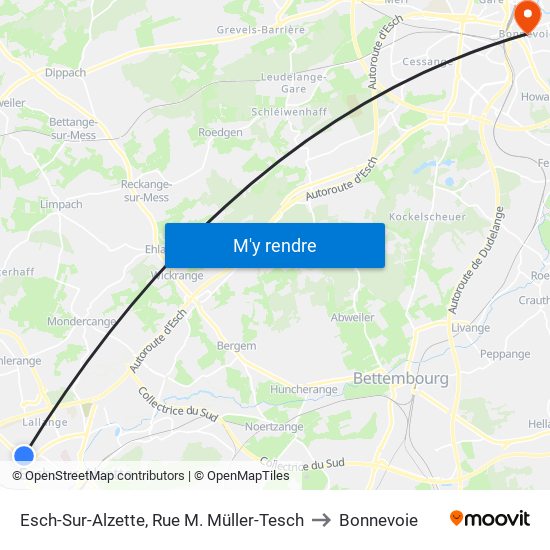 Esch-Sur-Alzette, Rue M. Müller-Tesch to Bonnevoie map