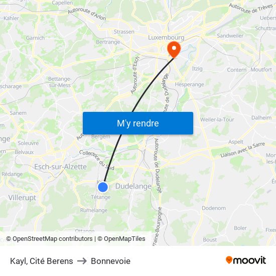 Kayl, Cité Berens to Bonnevoie map