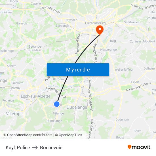 Kayl, Police to Bonnevoie map