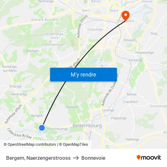 Bergem, Naerzengerstrooss to Bonnevoie map