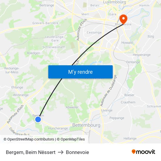 Bergem, Beim Nëssert to Bonnevoie map