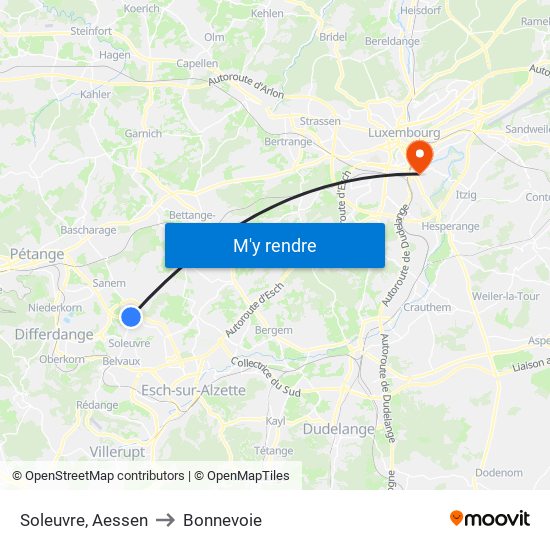 Soleuvre, Aessen to Bonnevoie map