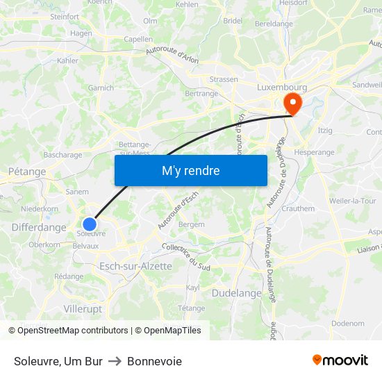 Soleuvre, Um Bur to Bonnevoie map