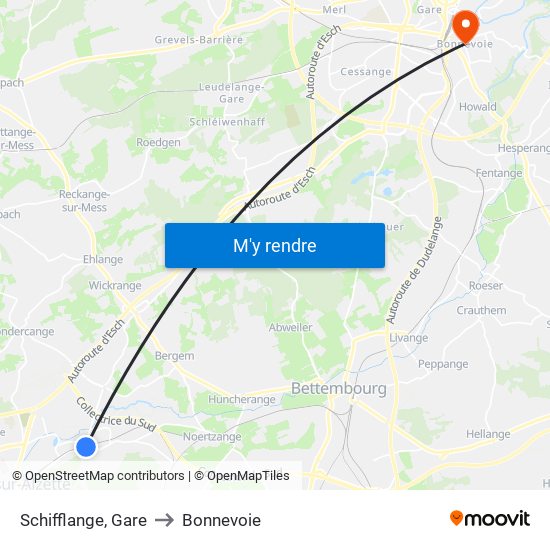 Schifflange, Gare to Bonnevoie map