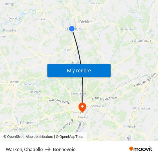 Warken, Chapelle to Bonnevoie map