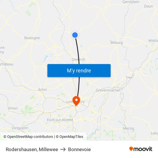 Rodershausen, Millewee to Bonnevoie map