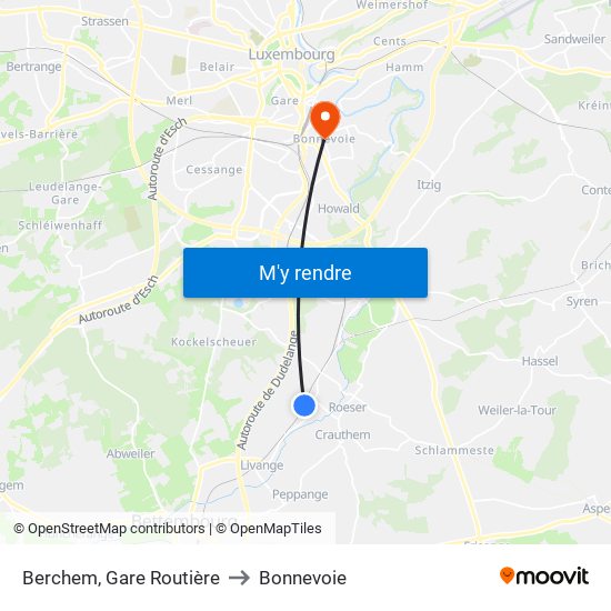 Berchem, Gare Routière to Bonnevoie map