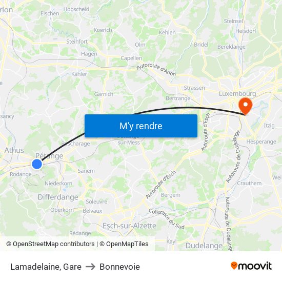 Lamadelaine, Gare to Bonnevoie map