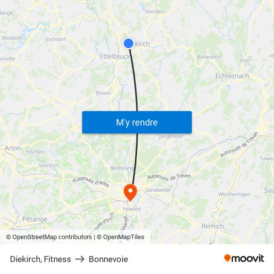 Diekirch, Fitness to Bonnevoie map