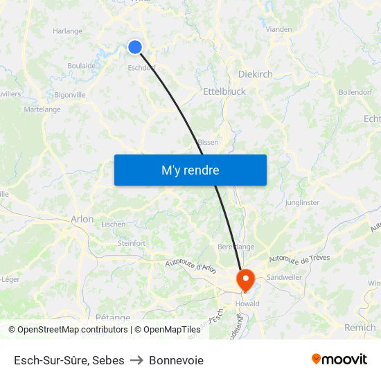 Esch-Sur-Sûre, Sebes to Bonnevoie map