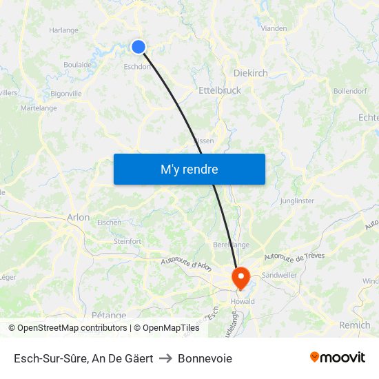 Esch-Sur-Sûre, An De Gäert to Bonnevoie map