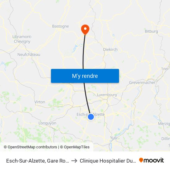 Esch-Sur-Alzette, Gare Routière to Clinique Hospitalier Du Nord map