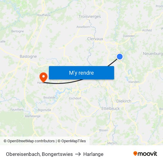 Obereisenbach, Bongertswies to Harlange map