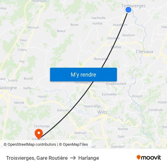 Troisvierges, Gare Routière to Harlange map