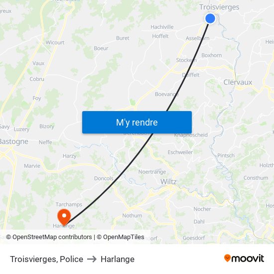 Troisvierges, Police to Harlange map