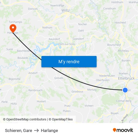 Schieren, Gare to Harlange map